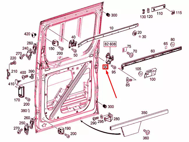 NEW MB SPRINTER 906 CENTRAL RIGHT SLIDING DOOR MECHANISM A9067600947 ORIGINAL