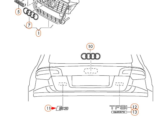 NEW AUDI RS3 8P REAR TRUNK EMBLEM BADGE 8P08537402ZZ