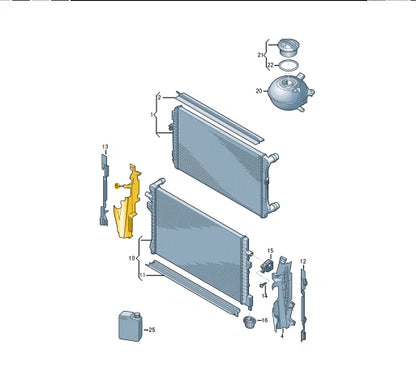 NEW VOLKSWAGEN JETTA MK7 A7 RIGHT RADIATOR AIR GUIDE 17A121284K ORIGINAL