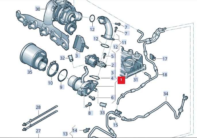 NEW AUDI A1 SPORTBACK GBA EGR COOLER 04L131512AG ORIGINAL