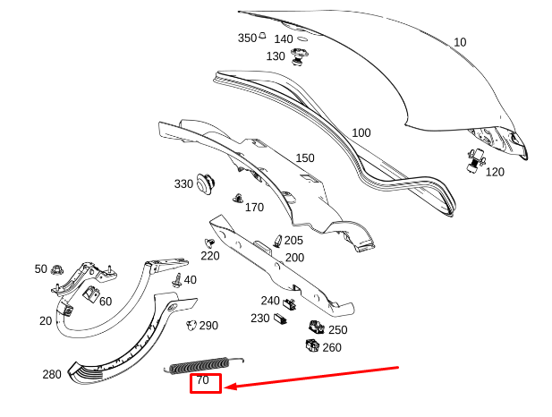 new mercedes-benz cla c118 rear lid draw spring a1187570500 original