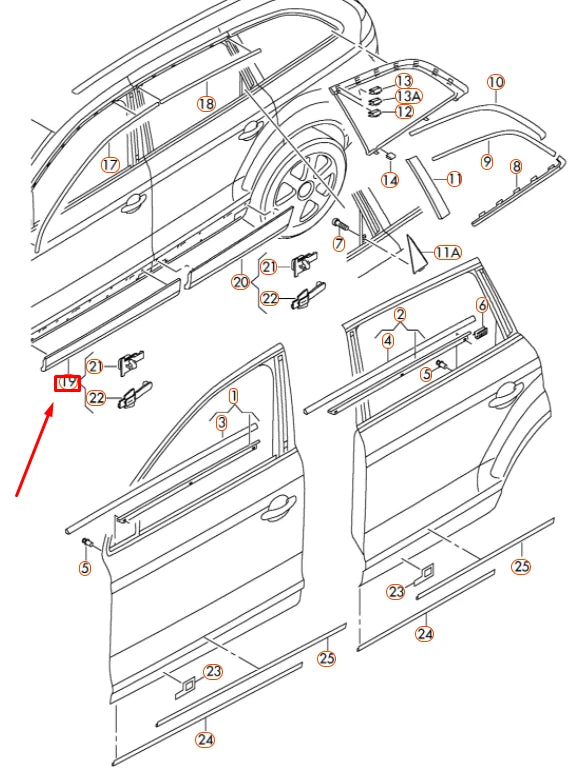 NEW AUDI Q7 4L FRONT RIGHT DOOR LOWER MOLDING 4L0853960FGRU ORIGINAL