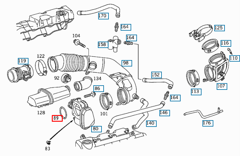 NEW MERCEDES-BENZ M W164 THROTTLE HOUSING O-RING A3059970345 ORIGINAL