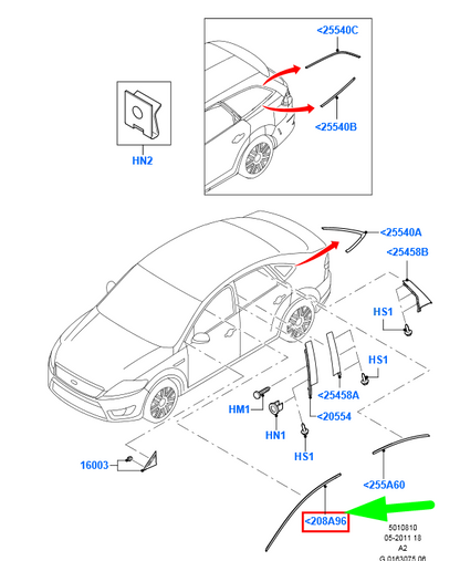 new ford mondeo mk4 front right door window trim moulding 1745730 original