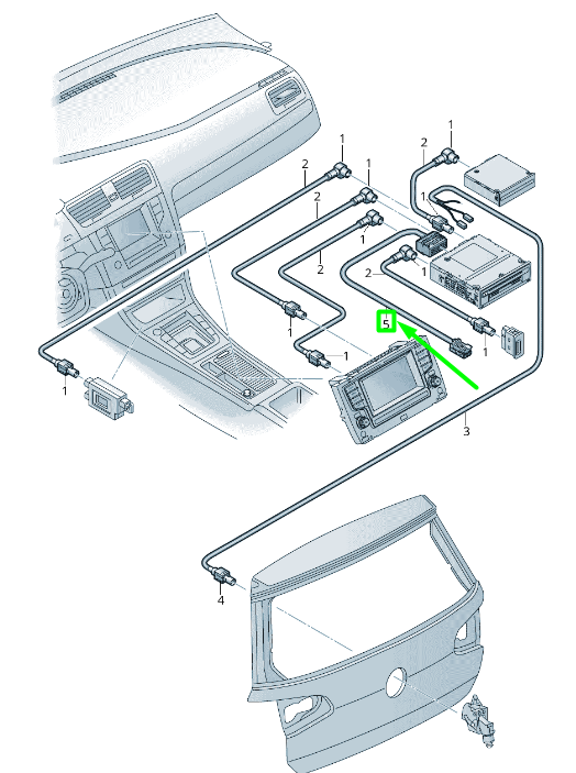 new volkswagen passat b8 3g aux-in socket wiring harness 6c1971327 original