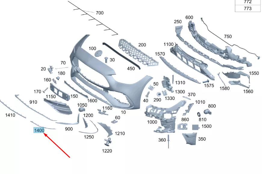 NEW MERCEDES-BENZ C W206 AMG FRONT BUMPER RIGHT LOWER TRIM A2068854402 ORIGINAL
