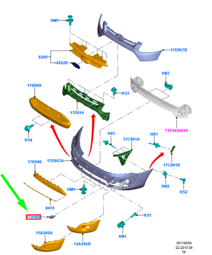 new ford tourneo custom front bumper tow eye cover 1778880 original
