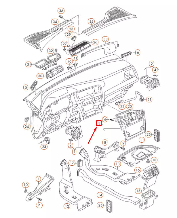 NEW VW GOLF MK7 CENTRE FRESH AIR VENT LHD 5G1819728AFDMD ORIGINAL