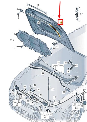 NEW AUDI A1 GB RIGHT BONNET IMPACT PROTECTION 82A823124B ORIGINAL