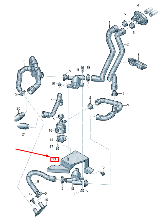 new audi q5 8r additional coolant pump bracket 8r0819379b original