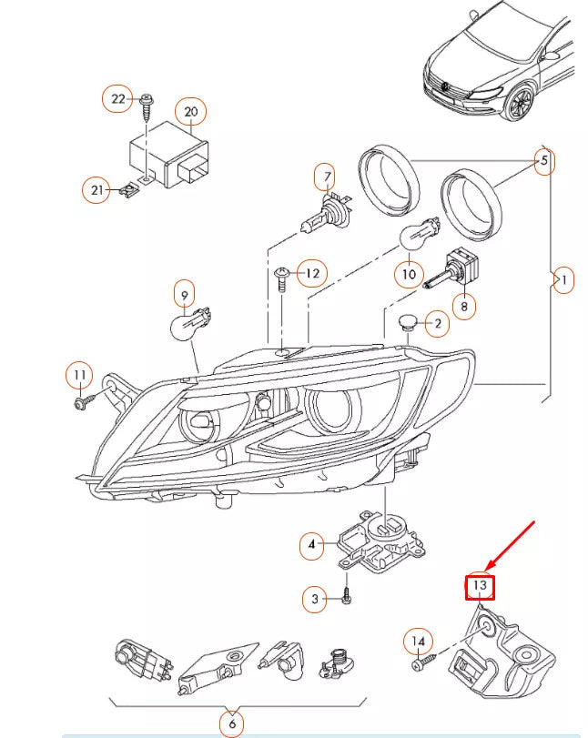 NEW VOLKSWAGEN CC LEFT HEADLIGHT BRACKET MOUNT 3AA805299 ORIGINAL