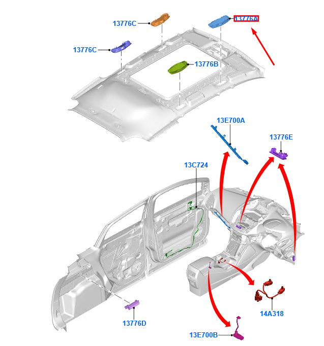 new ford kuga mk2 interior lamp 1883781 original