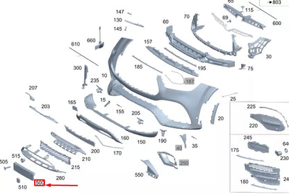 NEW MERCEDES-BENZ GLE W167 FRONT NUMBER HOLDER A1678802808 ORIGINAL