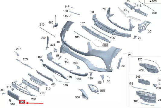 NEW MERCEDES-BENZ GLE W167 FRONT NUMBER HOLDER A1678802808 ORIGINAL
