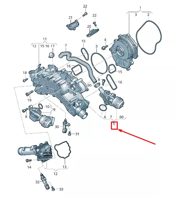 NEW AUDI Q8 4MN COOLANT REGULATOR REGULATING VALVE 057121737P ORIGINAL
