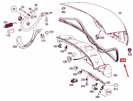 NEW MERCEDES-BENZ C W204 REAR LID SEAL A2047500298 ORIGINAL