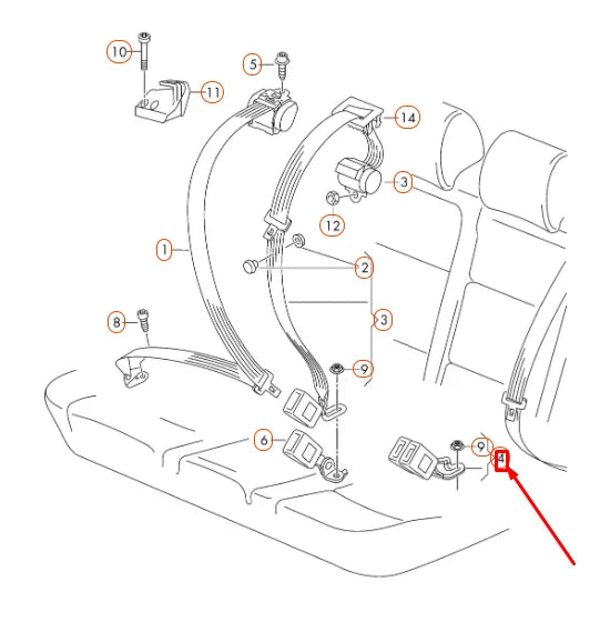 NEW VOLKSWAGEN GOLF MK7 REAR DOUBLE SEAT BELT LATCH 5GM857739QVZ ORIGINAL
