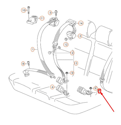 NEW VOLKSWAGEN GOLF MK7 REAR DOUBLE SEAT BELT LATCH 5GM857739QVZ ORIGINAL