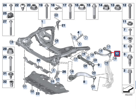 new bmw 5 g30 front right lower control arm wishbone 31106861185 original