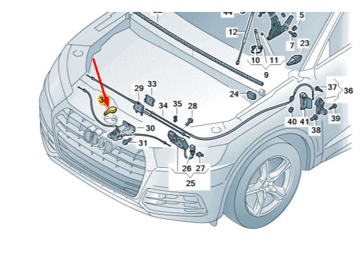 new audi q7 4m bonnet hood release lever handle 4m0823661d original