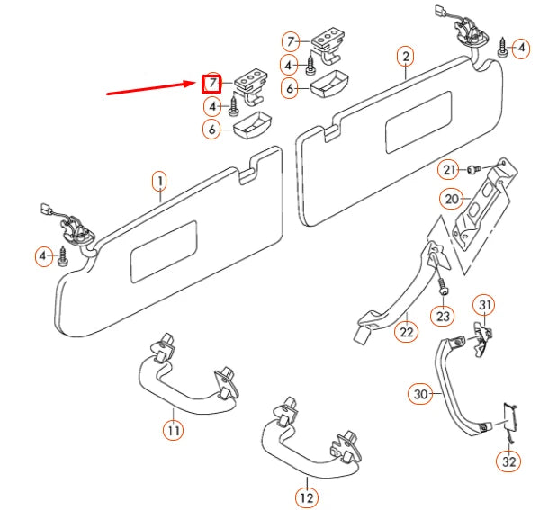 NEW VOLKSWAGEN AMAROK SUN VISOR RETAINER 3B0857561BY20