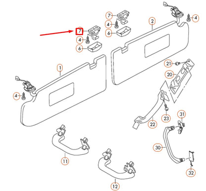 NEW VOLKSWAGEN AMAROK SUN VISOR RETAINER 3B0857561BY20