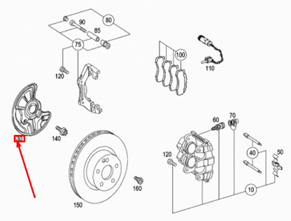 NEW MB S W220 FRONT RIGHT WHEEL BRAKE PROTECTIVE PLATE A2204211420 ORIGINAL