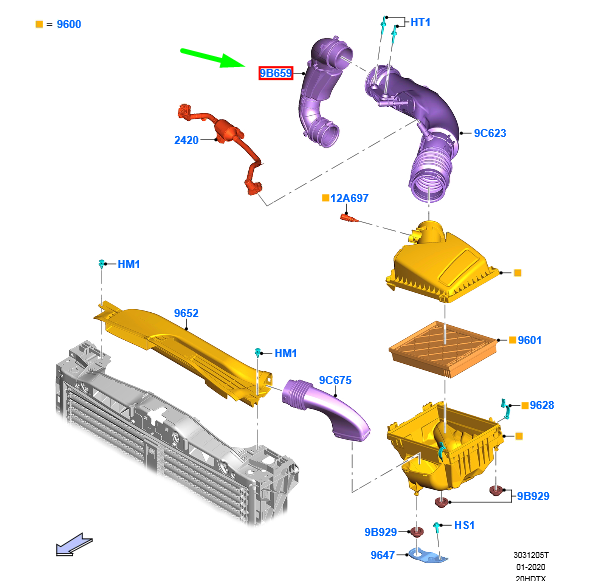 new ford kuga mk3 air cleaner air hose 2546071 k2g3-9f805-db original