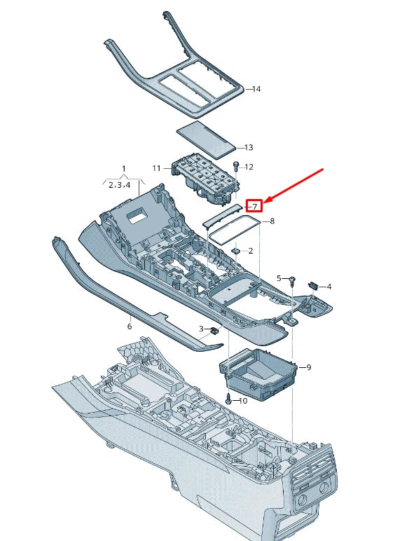 NEW AUDI Q7 4M CENTER CONSOLE TRIM 4M8864893A XR9 4M8864893AXR9
