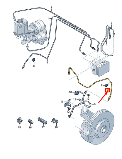 new audi q4 e-tron left brake line rhd 1ec614723a original