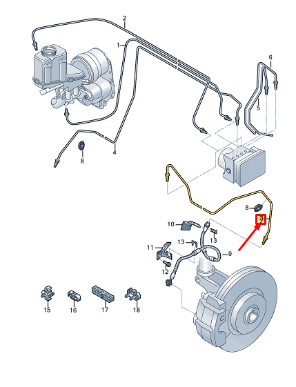 new audi q4 e-tron left brake line rhd 1ec614723a original
