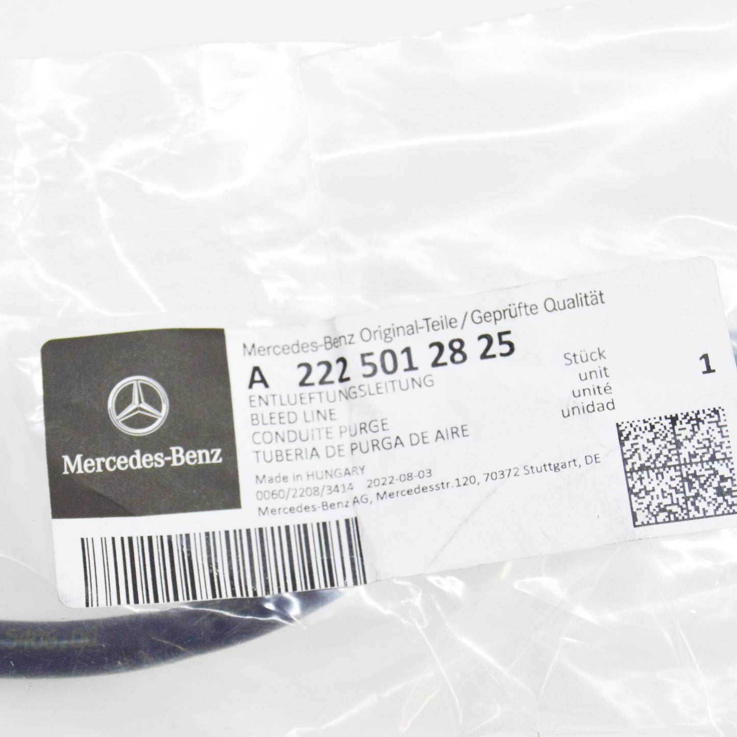 NEW MERCEDES-BENZ S-CLASS W222 COOLANT TANK LINE A2225012825 ORIGINAL