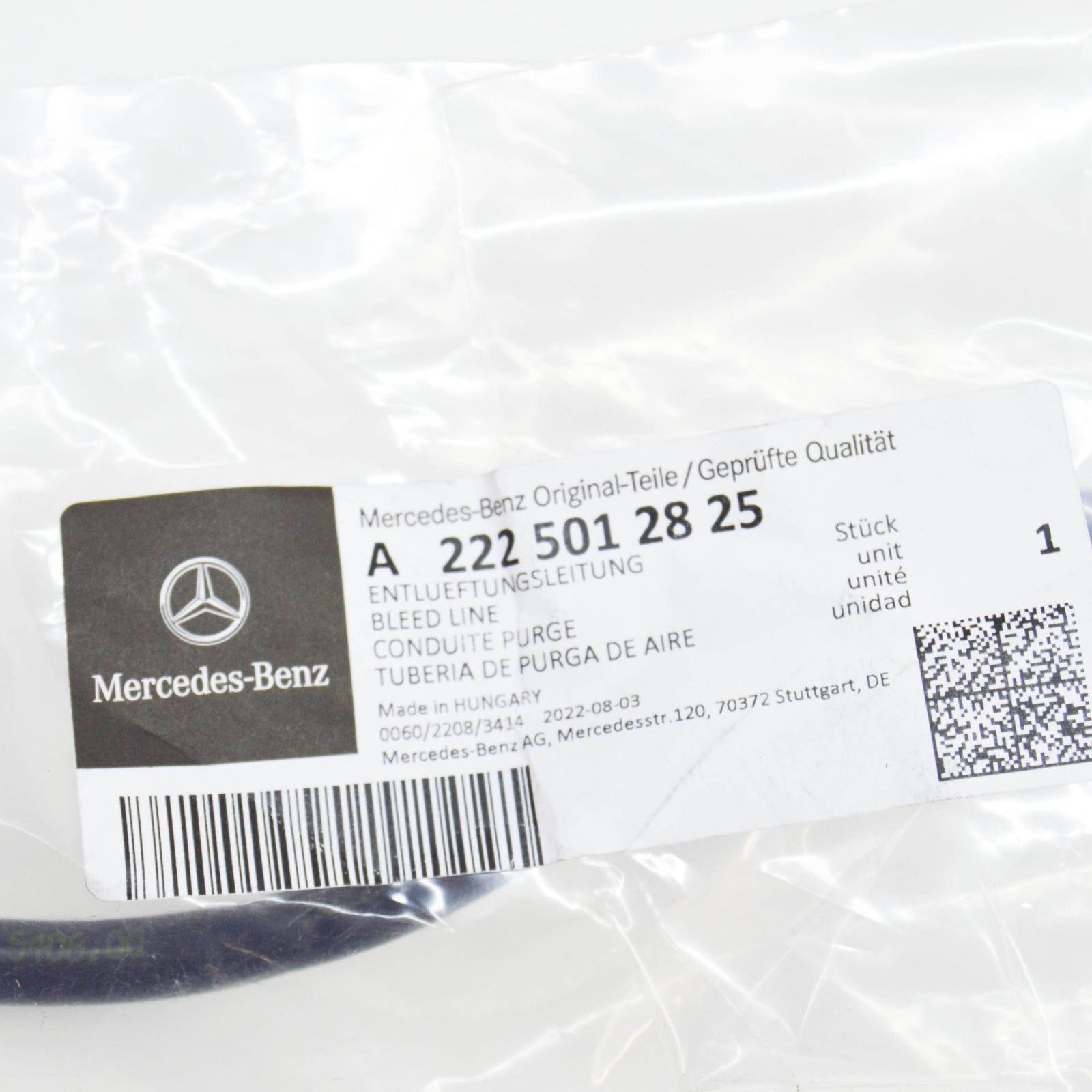 NEW MERCEDES-BENZ S-CLASS W222 COOLANT TANK LINE A2225012825 ORIGINAL