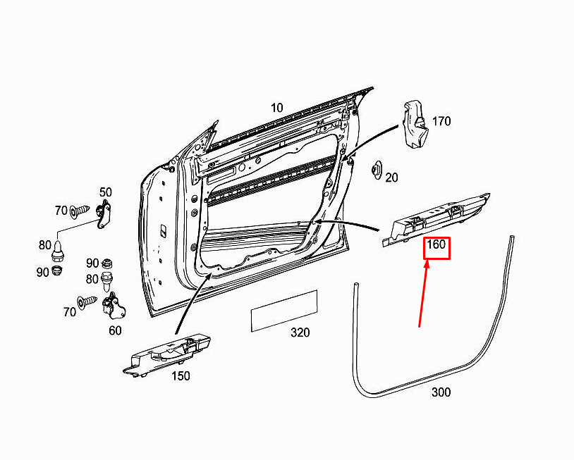 new mercedes-benz cla coupe c117 rear left door support a1177220900 original