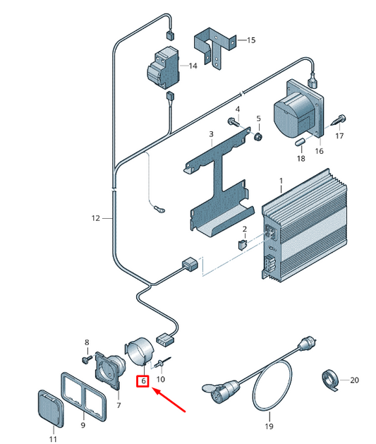 new vw transporter t6 battery charger protective cap 1 point 7e7941627 original