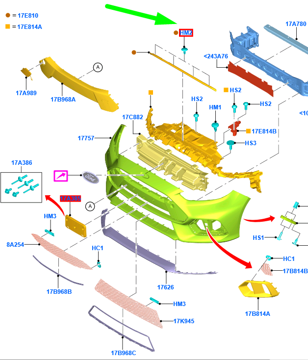 new ford focus mk3 c346 front bumper seal clip 1891179 w713312-s300 original