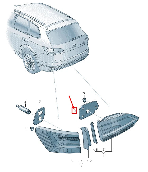 NEW VW TOUAREG CR REAR INNER TAIL LIGHT SEAL 760945197