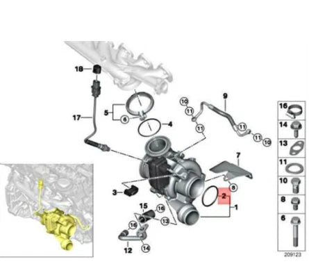 NEW BMW 1 F21 TURBOCHARGER PREFORMED GASKET SEAL 11617796622 ORIGINAL