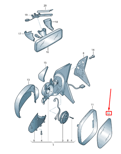 new vw caddy iii 2k mk3 front left door mirror glass lhd 7e1857521af original