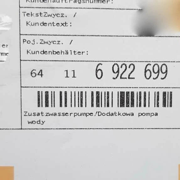 NEW BMW 7 E65 AUXILIARY WATER PUMP 64116922699 6922699 760I LI 327KW ORIGINAL