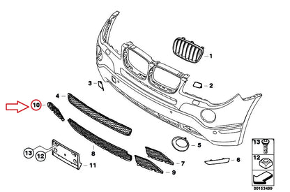 NEW BMW X3 E83 LCI FRONT BUMPER RIGHT GRILL 51113416206 ORIGINAL