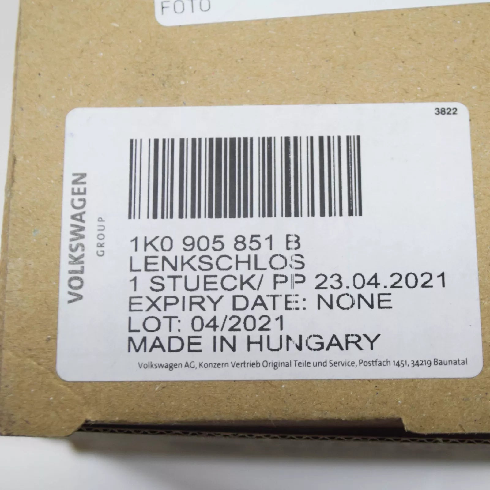 NEW AUDI A1 8X STEERING LOCK 1K0905851B ORIGINAL