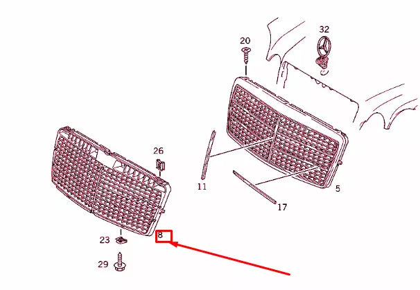 NEW MERCEDES-BENZ E-CLASS W210 RADIATOR GRILLE SHELL A2108880023 ORIGINAL