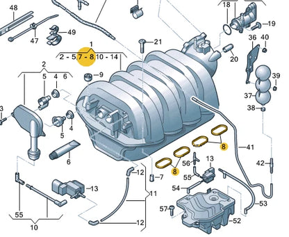 NEW AUDI A6 C6 INTAKE MANIFOLD SEALS SET 079198717