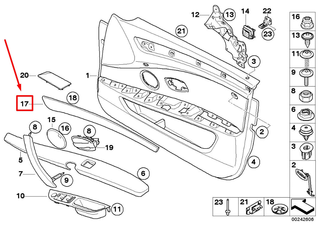 NEW BMW 5 E61 FRONT RIGHT DOOR DECORATIVE STRIP 51418044690 8044690 ORIGINAL