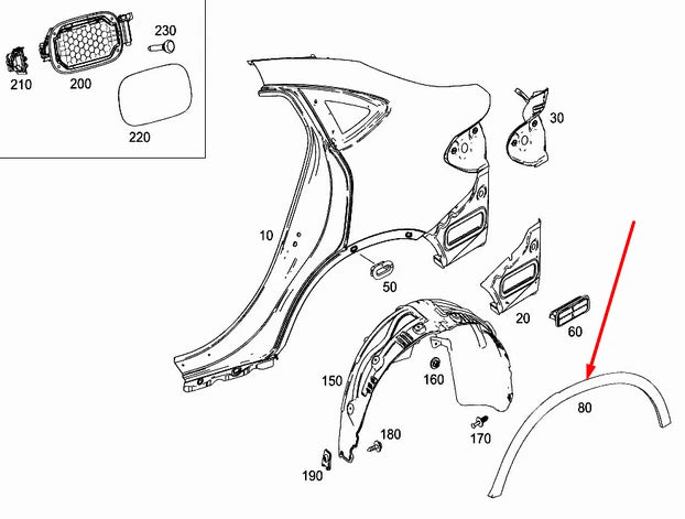 NEW MERCEDES-BENZ GLC X253 REAR LEFT WHEEL ARCH COVER A2538850722 ORIGINAL