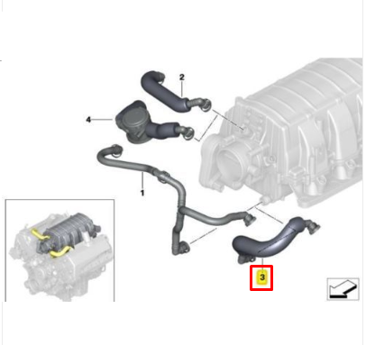 new bmw 5 e60 engine crankcase vent hose 540i petrol 4.0 11617547186 original