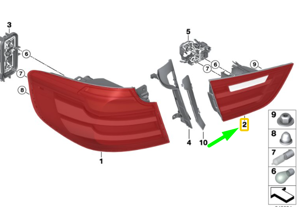 new bmw 3 gran turismo f34 rear left side inner taillight 63217286033 b original