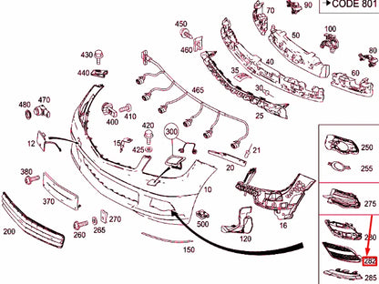 NEW MERCEDES-BENZ C W204 FRONT BUMPER LEFT GRILLE A2048850053