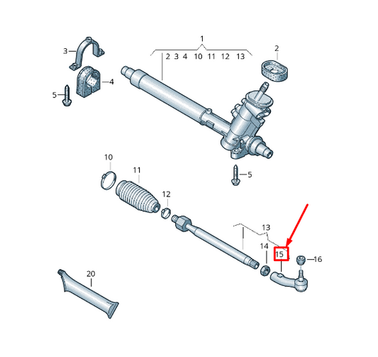 new audi a1 mk1 right steering tie rod end 6r0423812a original